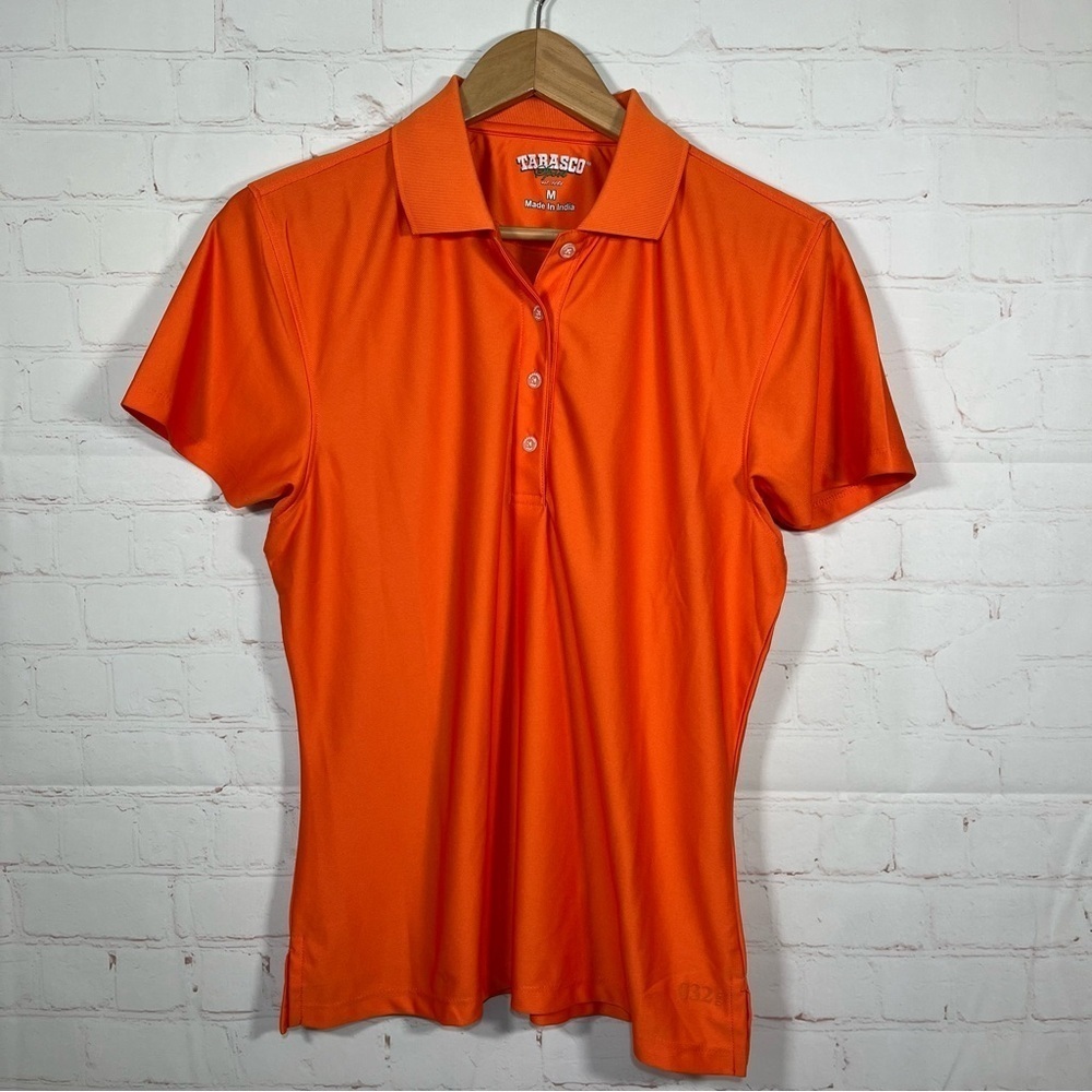 Tabasco Sport Polo Shirt Womens Size Medium Orange Flip Collar Short Sleeve